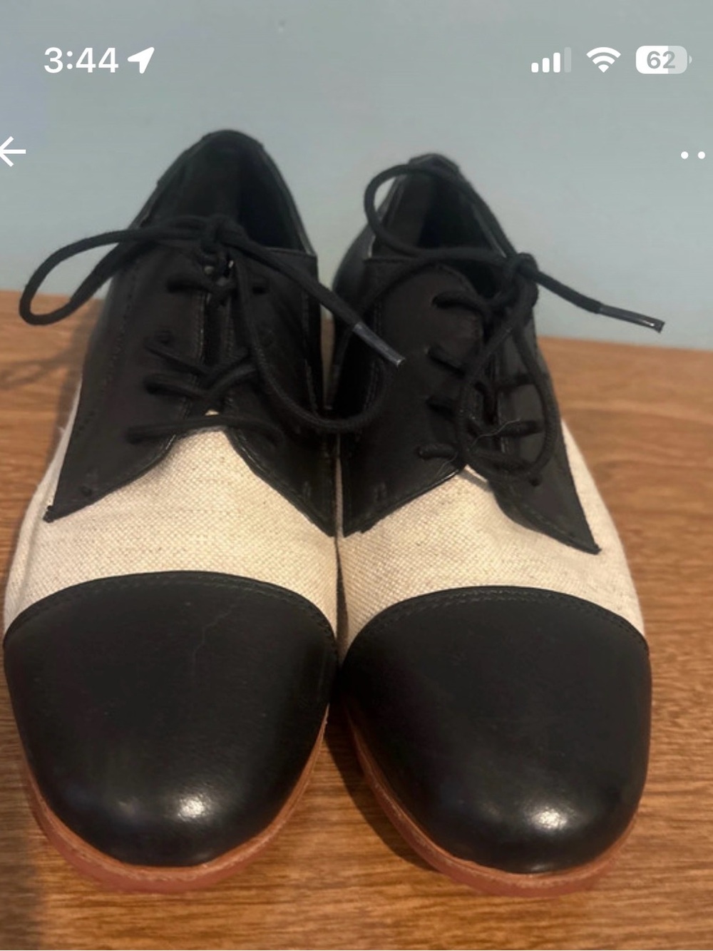 GH Bass Wonens Black and Cream Leather-Accent Oxford Lace-Up Shoes